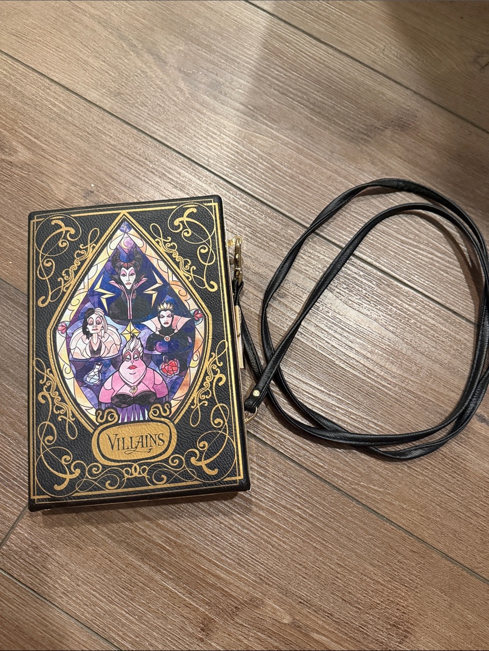 Disney Black and Gold Villains Crossbody Book Bag